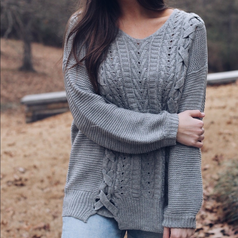 Woven knit sweater